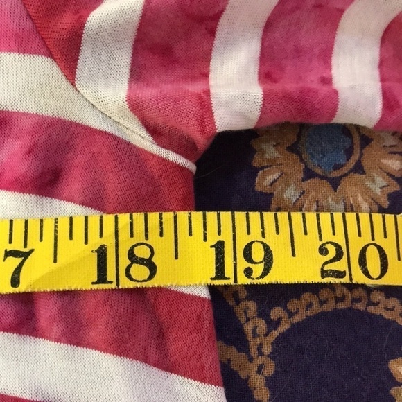 Chacha Vente NWT Women’s Top Long Tee Red white Tie dye Bleached look Size M - Picture 10 of 11